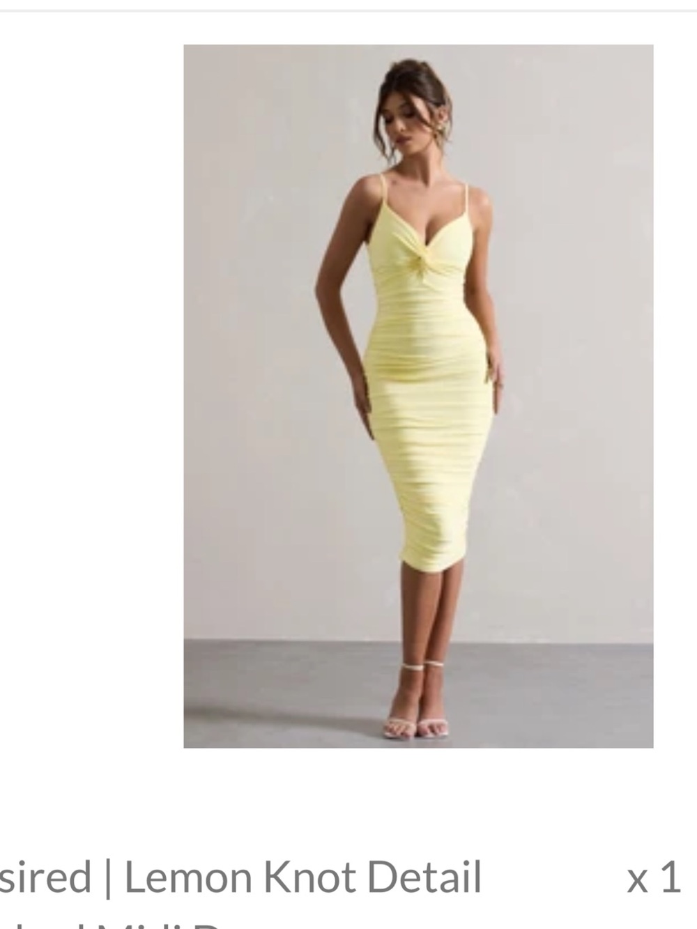 Club L London Lemon Knot-Front Midi Bodycon Dress